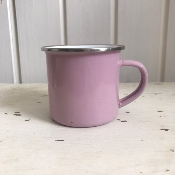 画像1: ホーロー 小さなマグカップ ピンク (1)
