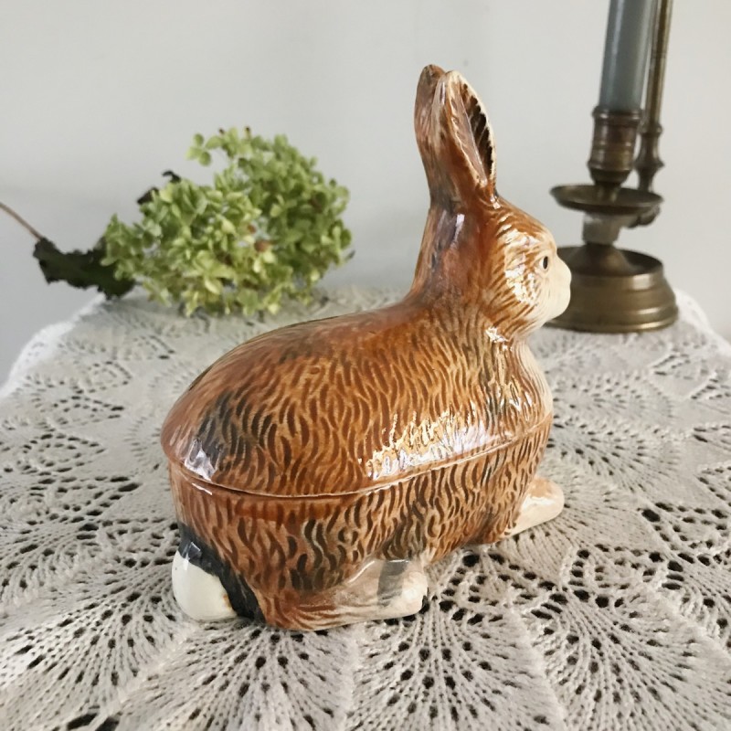 フランス陶器☆うさぎ型テリーヌポット コーガン作 マジョリカ焼き フランス陶器うさぎ型テリーヌポットAミッシェル・コーガン