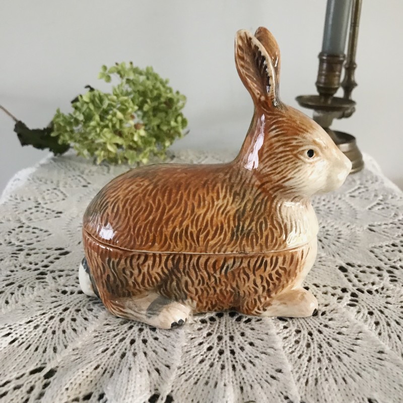 フランス陶器☆うさぎ型テリーヌポット コーガン作 マジョリカ焼き フランス陶器☆うさぎ型テリーヌポット コーガン作 マジョリカ焼き